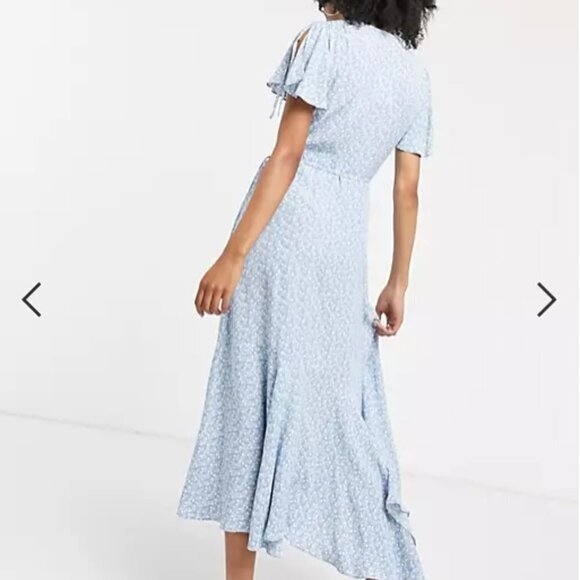 & Other Stories Floral Print Chiffon Ruffle Maxi Dress Hydrangea - Picture 2 of 10